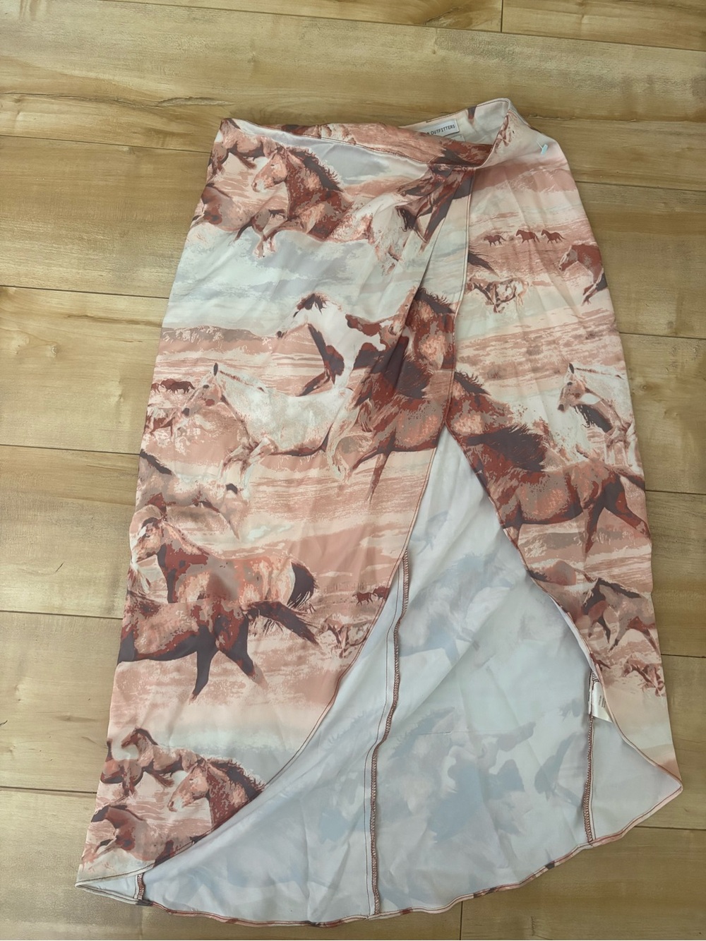 Urban Outfitters Pink and Cream Horse Print Midi Skirt